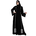 Loose fit abaya with embroidery work- Black Loose fit abaya with embroidery work- Black